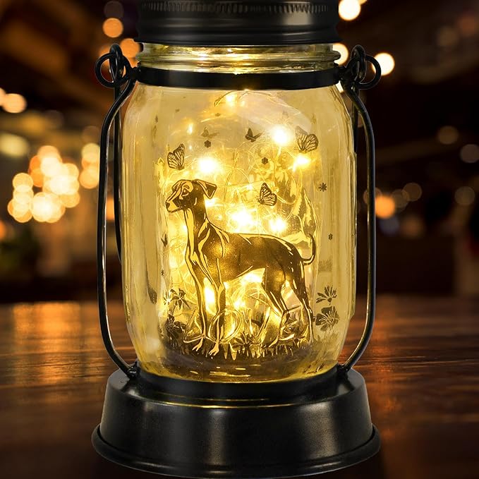 Greyhound Gifts for Women/Men Greyhound Solar Lanterns Mom Birthday Speedster Dog Lovers Lantern Pet Loss Animal Dog Memorial Lights Solar Garden Decoration for Yard, Patio,Backyard,Porch Torches
