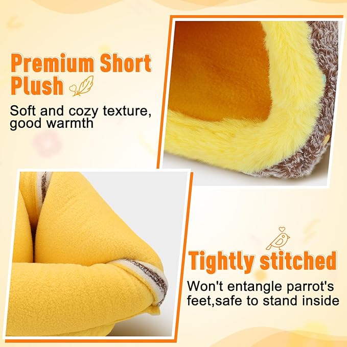 MEWTOGO Medium Winter Warm Bird Nest for Cage - Comfortable Birds Bed with Support Plate, Hanging Shed Hideaway Hammock Hut Gift for Macaws African Grey Amazon Parrots