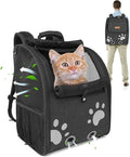 Cat Carrier Backpacks for Kitty Small Dog up to 15 lbs, Lightweight and Foldable Dog Backpack Carrier with Breathable mesh for Travel, Walking, Hiking, Camping and Vet (Black)