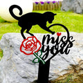 Memorial Grave Markers Metal Pet Memorial Stake Cat Memorial Sign,Miss You Sign Pet Plaque Burial Stake for Cemetery Garden Yard Outdoor Grave Decor