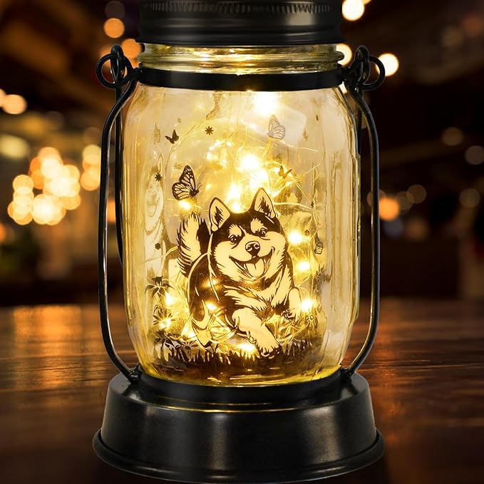 Shiba Inu Gifts for Women/Men Shiba Inu Solar Lanterns Mom Birthday Shibe Dog Lovers Lantern Pet loss Animal Doge Memorial Lights Solar Garden Decoration for Yard, Patio,Backyard,Porch Torches