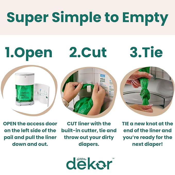 Diaper Dekor CLASSIC Diaper Pail Refills 2 Count Unscented Exclusive End-of-Liner Marking Quick & Easy to Replace Most Economical Refill System for Original and Eko Style Pails