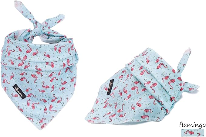ARING PET Summer Dog Bandanas, Light Blue Flamingo Kerchief Triangle Bibs Scarf for Puppy Small Medium Large Boy Girl Dogs Cats-S
