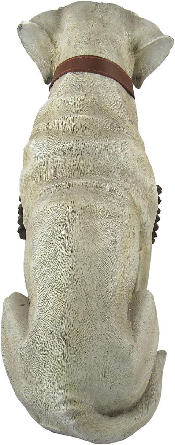 DWK-HD37476 - Labrador Retriever 14 Inch Puppy Dog with Welcome Sign Statue - Fantastic Detail Hand Painted Sculpture - Lab Art Decor Figurine Bust - Decorative Poly-Resin Outdoor Animal Figure