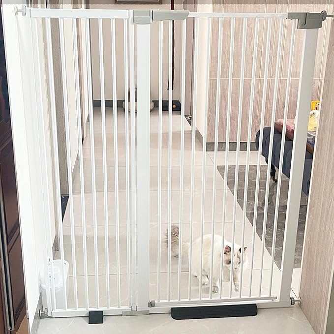 41" Tall Safety Pet Gate,Adjustable 29.92"-49.21" Wide,No Drilling Pressure Mount Kit,Auto Close Cat Gate Suitable for Stairs,Doorways,White (29.92"-49.21" W)
