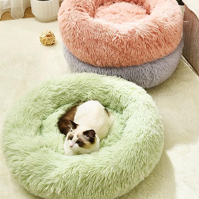 Nisrada Cat Beds for Indoor Cats,24 Inch Dog Bed for Small Melium Large Dogs, Washable-Round Pet Bed for Puppy and Kitten with Slip-Resistant Bottom