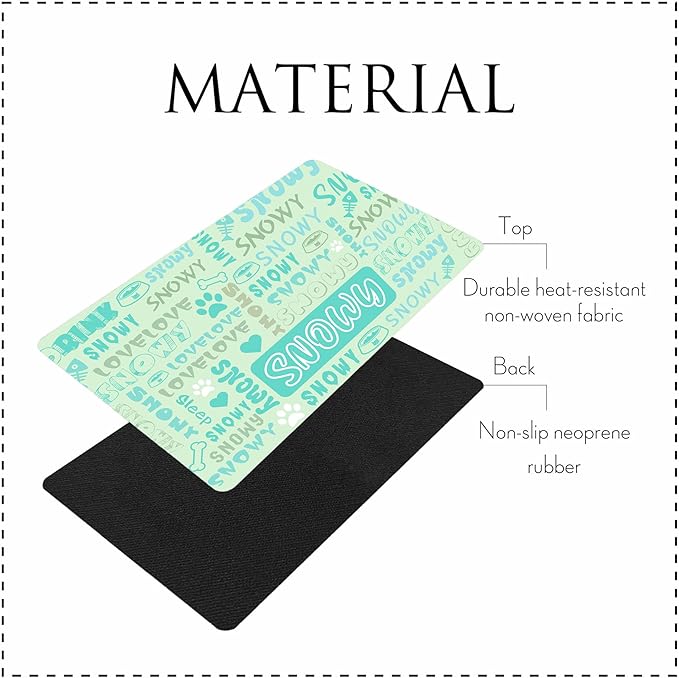Personalized Dog Cat Mat with Name Photo Custom Placemat Feeding Mats for Food and Water Customized Non-Slip Waterproof Doormat for Bowls Outdoor Indoor Floors Gifts for Pet Owner