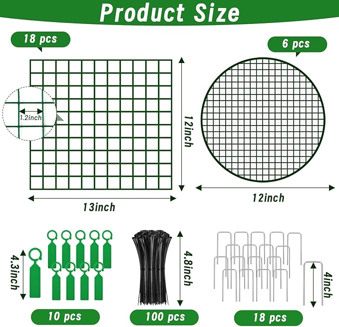 Convivium Plant Protectors from Animals 6 Packs, 13 x 12 in Metal Chicken Wire Cloche Plant Cages for Outdoor Plants, Garden Fencing Animal Barrier with Detachable Dome Lid, Stakes & Zip Ties