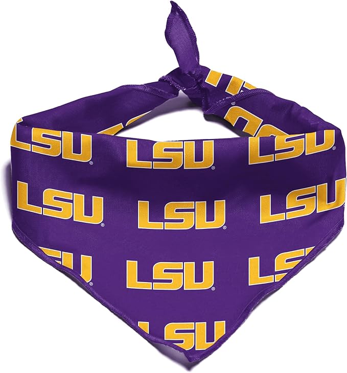 LSU Tigers Officially Licensed Bandana for Dogs and Cats | Fits Pets Great Gift Idea | Easy-to-Tie (Small, 13")