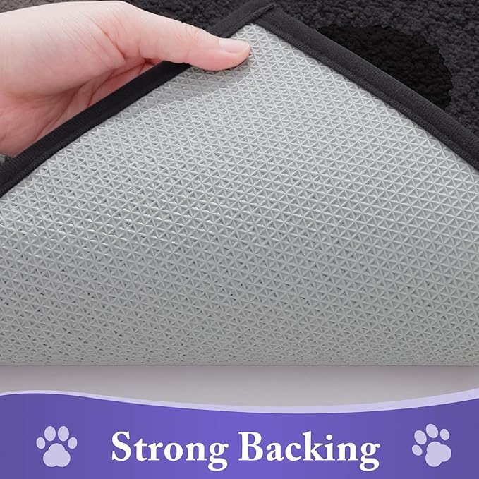 Buganda Dog Door Mat for Muddy Paws, Absorbent Dirt Trapper Non Slip Indoor Doormats, Washable Low-Profile Mat for Mud Dogs, Entryway Carpet for Inside Floor (40x32 Inches, Black)