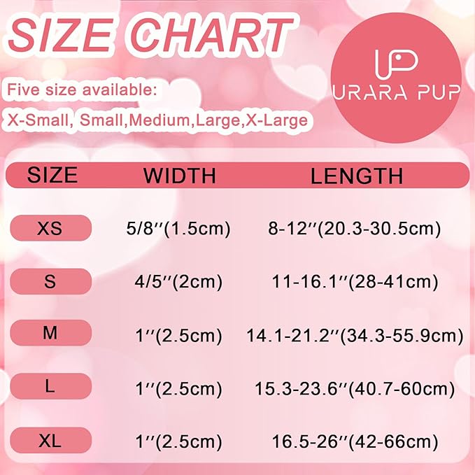 Valentine's Dog Collar, UP URARA PUP Love Heart Adjustable Pet Collar with Bowknot Charm, Daily Dog Accessories for Small Medium Large Dogs