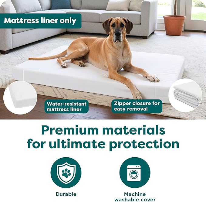 Furhaven Dog Bed Liner Water-Resistant Foam Mattress Protector Cover - White, Jumbo Plus