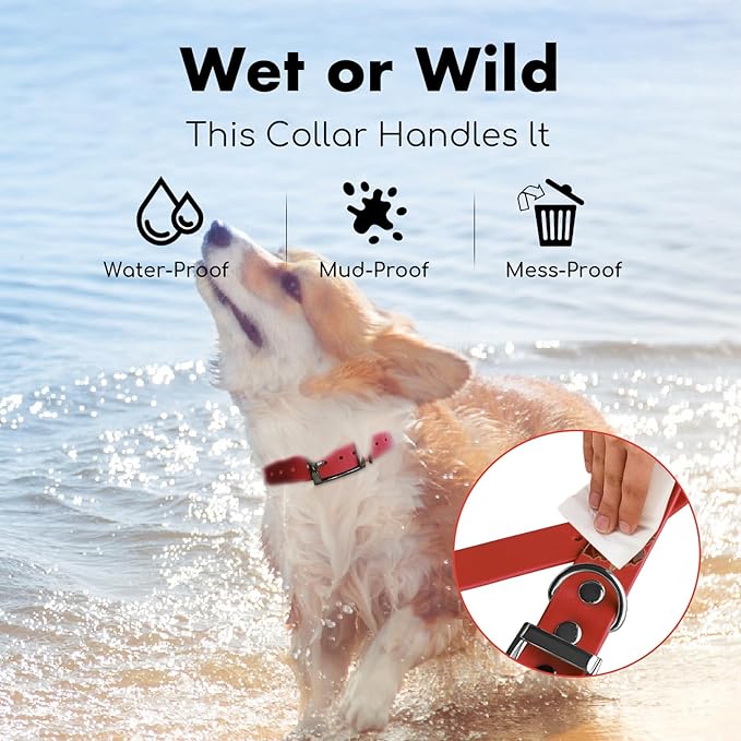 4.2FT Dog Collar and Leash Set, PVC Waterproof Adjustable Odor Proof Pet Collars Leashes, Easy to Clean, Surface 3D Cube Effect, Dog Leash for Small Dogs, Dark Red