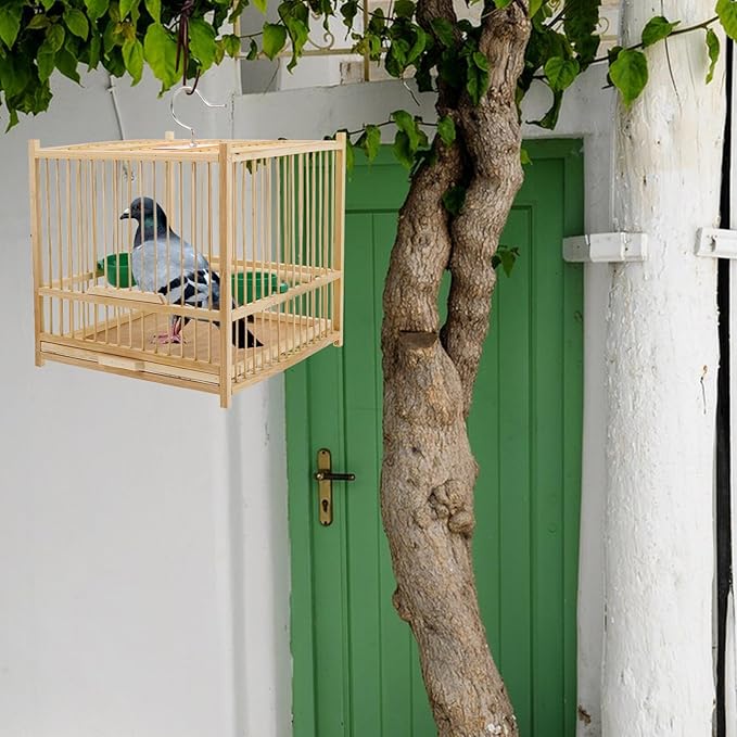 Yardwe Bird Travel Carrier Cage Parrot Cage with Handle Wooden Perch Drink Cup Feeder Dish for Small Parrots Canaries Parrotlets Lovebirds Conures Cockatiels
