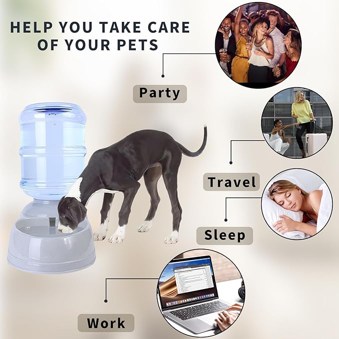 3 Gallon Automatic Dog Water Dispenser, 11L Large Dog Water Bowl Dispenser, Automatic Pet Water Dispenser Gravity Water Bowl for Dogs, Large Dog Drinking Fountain