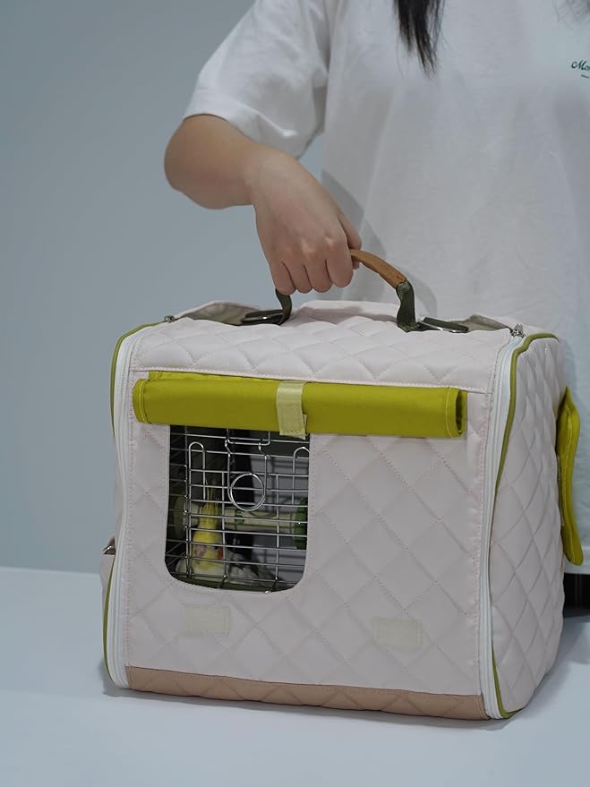 Bird Carrier Travel Cage and Cover 12in Small Bird Cage 4 in 1 Bird Backpack with Perch, Cover Parakeet Cage Durable Stainless Steel Frame Breathable & Portable, for Green Cheek, Cockatiel, Parrot