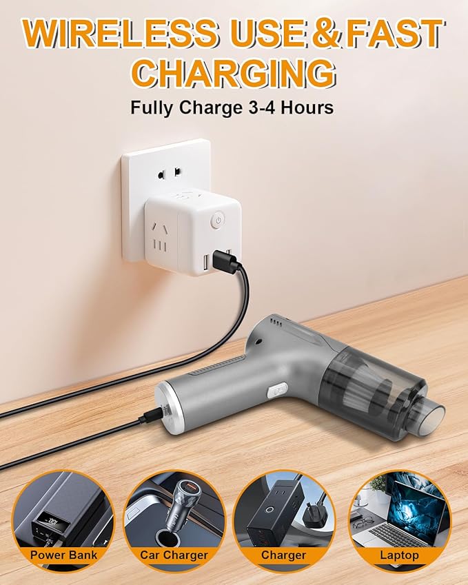 Car Handheld Vacuum Cordless 4 in 1, 20000PA Car Vacuums Cleaner Portable Brushless Motor High Power Suction, Mini Hand Held Dust Busters Rechargeable with Multi Accessories for Home/Pet