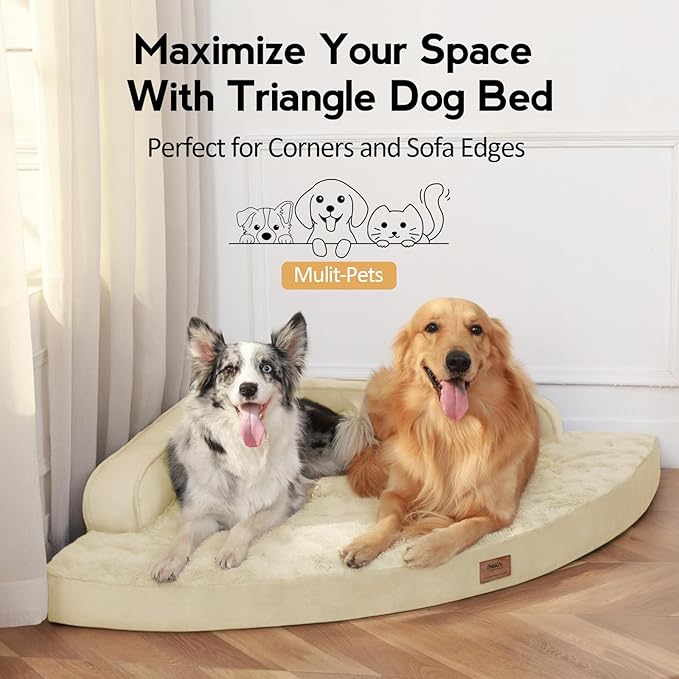 Large Orthopedic Dog Bed with Sides XXL Dog Beds with Removable Washable Cover Non-Slip Waterproof Pet Bed for Extra Large Dogs - Beige XXL