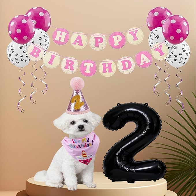 Pet Birthday Party Set,Dogs Bandana and Dog Birthday Hat with Star Pattern Design, Adjustable Sequin Bow tie Accessories, Blue Birthday Boy Scarf (Dark Blue)