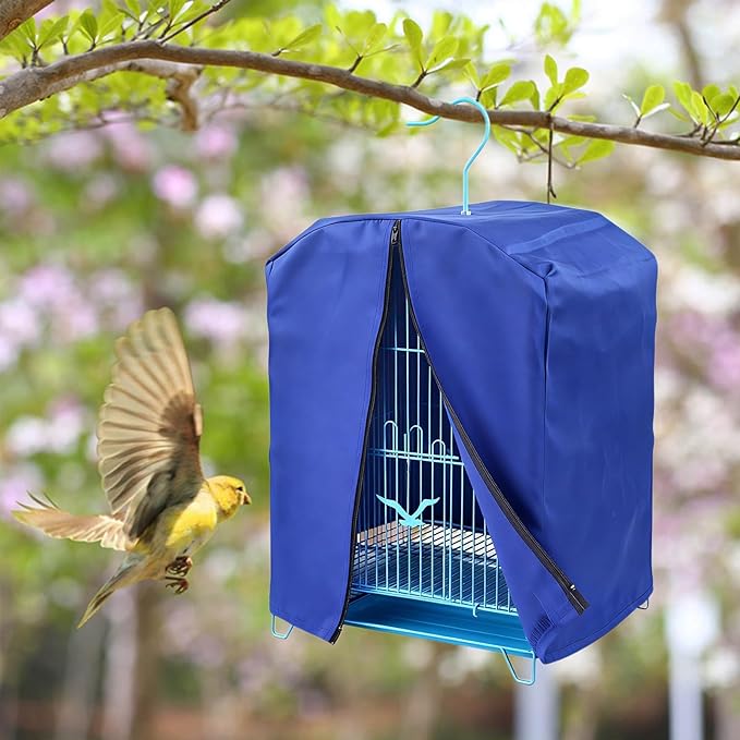 Bird Cage Cover for Night, Bird Cage Cover Shield, Black-Out Birdcage Cover, Good Night Windproof Light-Proof Cage Accessories for Parakeets Lovebirds Parrot (Only Covers, Blue)