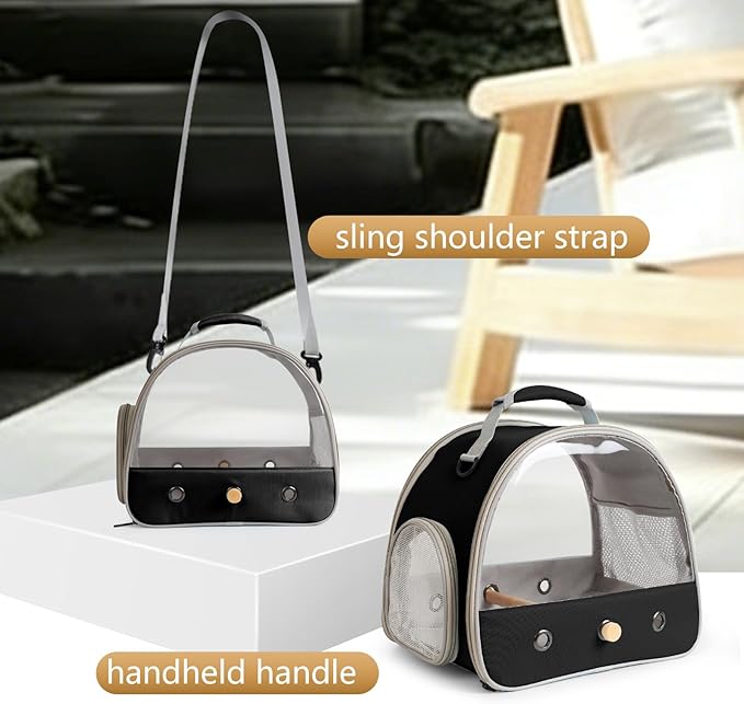 Bird Travel Carrier, Portable Small Bird Parrot Parakeet Carrier with Standing Perch and Soft Mat, Side Access Window Collapsible to Carry and Transport Birds Vet Visit