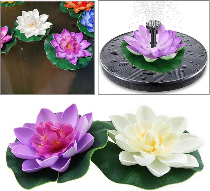 2PCS 10CM/3.94Inch Birdbath Fountain Accessory Lotus Leaf Flower Floating Spray Garden Supply Lotus Decoration Faux Artificial Lotus Flower for Garden Pond and Swimming Pool Decoration