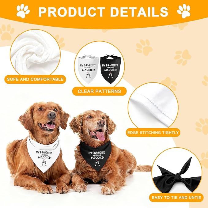 Getting Married Pet Dog Bandana, Engagement Announcement Dog Wedding Bandana, Pets Triangle Scarf for Small Medium Large Dogs, Pets Accessories for Dogs Lovers, Bridal Shower Gift,2 Packs