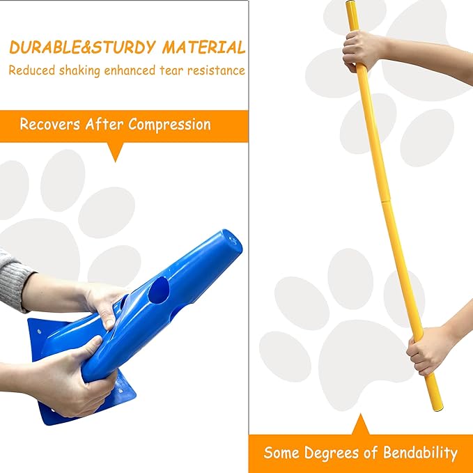 Dog Agility Hurdle Cone Set, Dog Agility Set Include 12 Agility Cones 6 Agility Rods, Dog Agility Equipment with Carry Bag(Blue+Orange)
