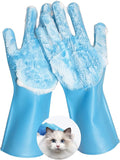 Pet Grooming Gloves Bite-Resistant Pet Bathing Gloves with Anti-Slip Particles, Wet and Dry Use, Safe for All Ages. Great as Dog Brush Glove and Cat Gloves for Grooming