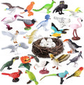 30Pcs Birds Animal Figures Playset,Assorted Realistic Bird Wildlife Toys with Nest Eggs,Parrot,Owl,Eagle,Hummingbird,Flamingo for Kids Educational Birthday Cake Decoration Party Favor School Projects