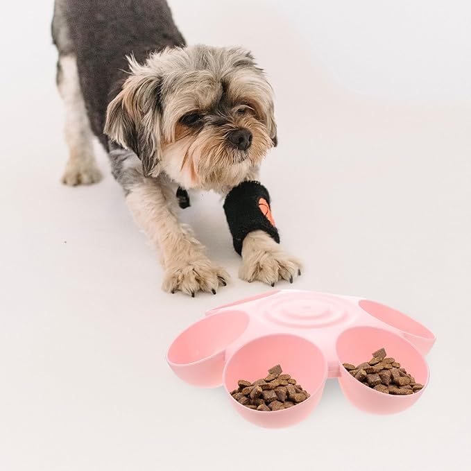 Multipurpose Flowers Pet Feeding Bowl 14.17 Inch Plastic Cat Feeder Dog Treats Dispenser Indoor Smooth Surface Easy to Clean