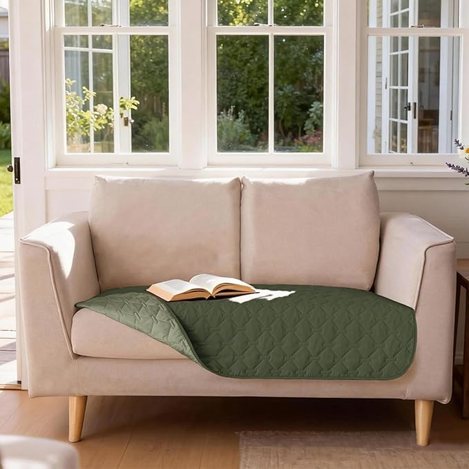 gogobunny 100% Double Sided Waterproof Dog Blanket Soft Pet Bed Cover Reversible Protect Furniture Couch Sofa Car for Puppy Large Dog Cat (Dark Olive/Light Olive, 32x53 Inch (Pack of 1))