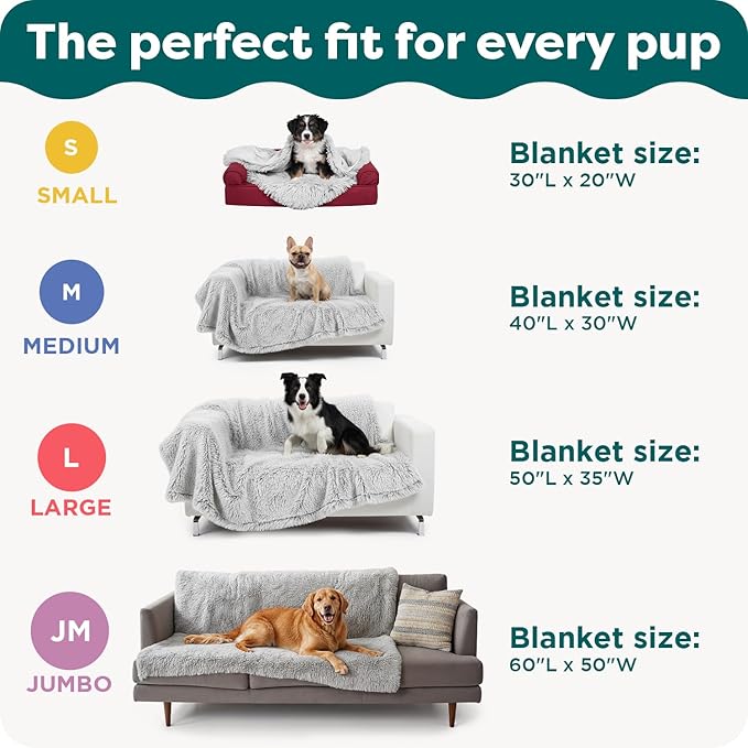 FurHaven Waterproof Throw Blanket for Dogs & Indoor Cats, Reversible Protective Pet Blanket, Medium, Long Faux Fur & Velvet, Driftwood