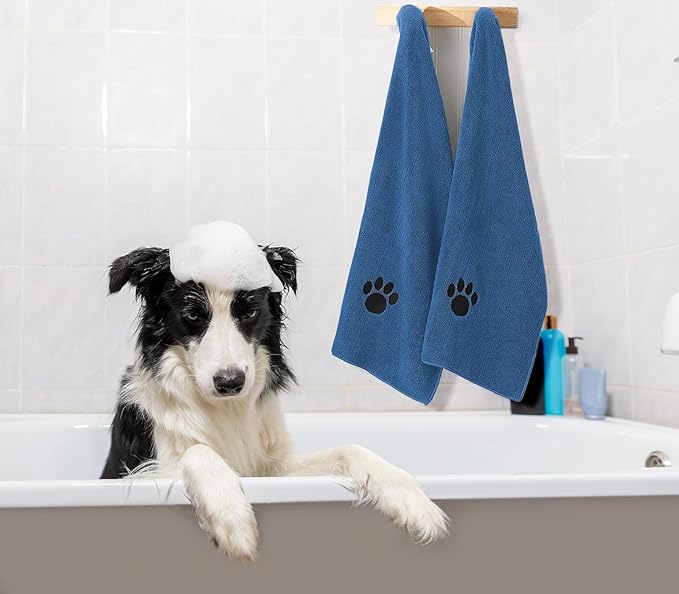 Microfiber Dog Towels for Drying Dogs, Super Absorbent and Soft Pet Grooming Towel, 40 Inch X 23.6 Inch, Perfect for Large, Medium or Small Dogs, Blue