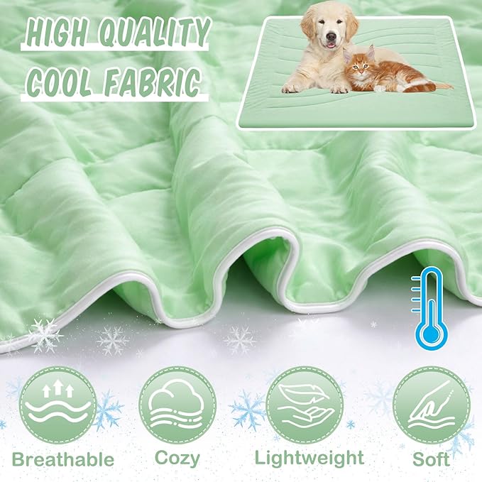 2 Pack Cooling Dog Blankets with Storage Bag Self Cooling Dog Blankets Washable Pet Cold Mats 59 x 47 Inch Portable Cat Pads for Summer Hot Weather Pet Puppies Supplies
