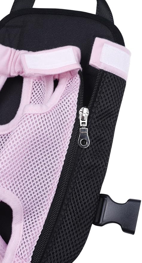 Pet Dog Puppy Cat Carrier Five Holes Backpack Double Shoulder Straps Mesh Front Chest Backpack Bag, M, Pink