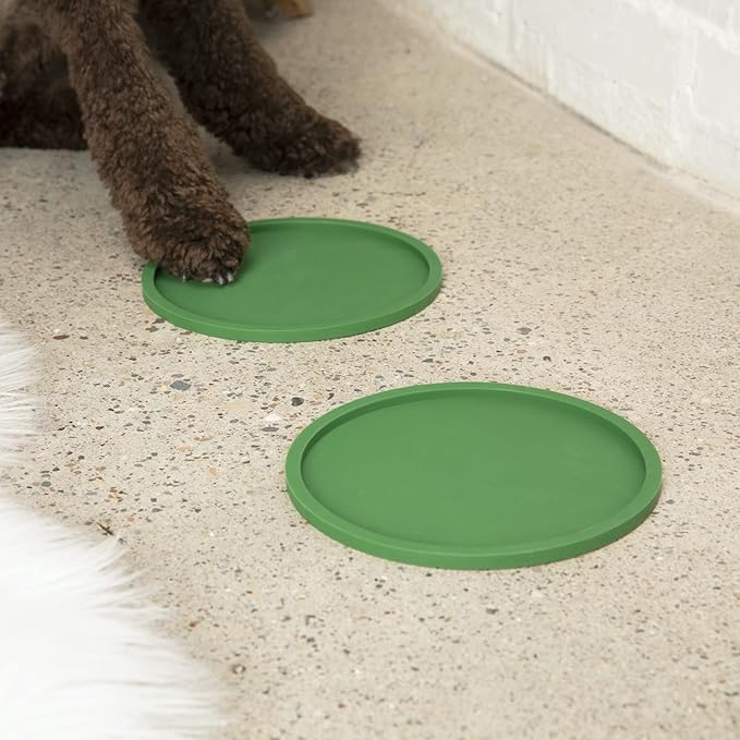 Waggo Habit Silicone Dog Placemat – Set of 2 Modern Heavyweight Silicone Dog Food Mats, Dishwasher Safe, Non-Slip, Solid Color – Light Grey (Medium, 7")