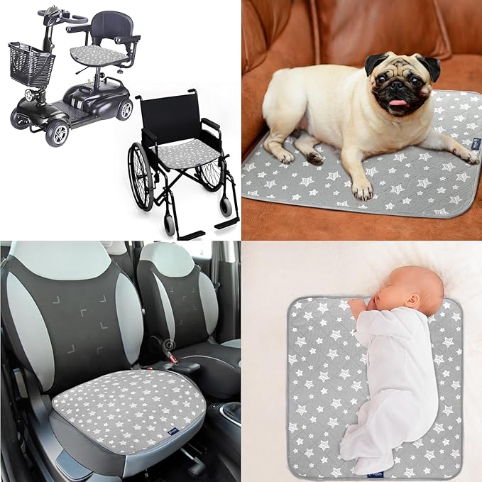 Waterproof Bed Pads Washable, Absorbent Chuck Pads for Incontinence, Washable Pee Pads for Dogs, Waterproof Mattress Protector for Seniors, Bedwetting Kids, Hospitals, Pets, 18"x16" 2 Pack