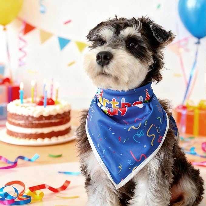 Birthday Dog Bandanas Boy,Blue Reflective Dogs Scarfs for Birthday Party Decorations Supplies for Dogs Pet Accessories,Cat Dogs Triangle Pet Scarves for Large Dogs Outfit,L