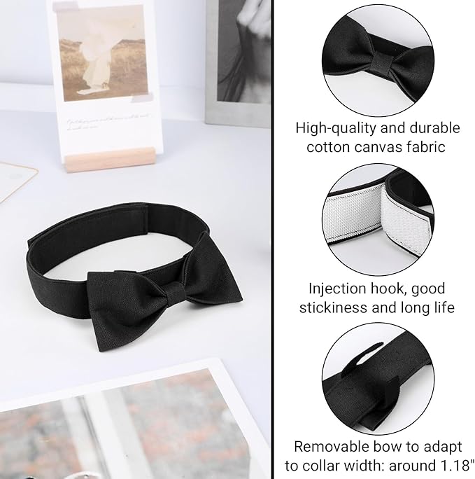 Segarty Dog Bowtie Neck Girth 12.6-18.1in, Adjustable Black Bowtie Collar for Large Dogs, Tie Tuxedo Comfortable Cotton Boy Pets Bows Grooming Accessories for Formal Wedding Holiday Birthday Party