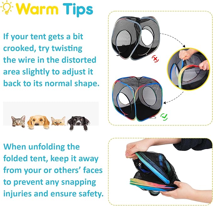 Outdoor Cat Enclosure - 4-in-1 Portable Cat Tunnels with Tent, Cube, Collapsible Catio for Cat Run Outside, Pop up Enclosed Playground for Indoor Cats, Kitty & Small Animals