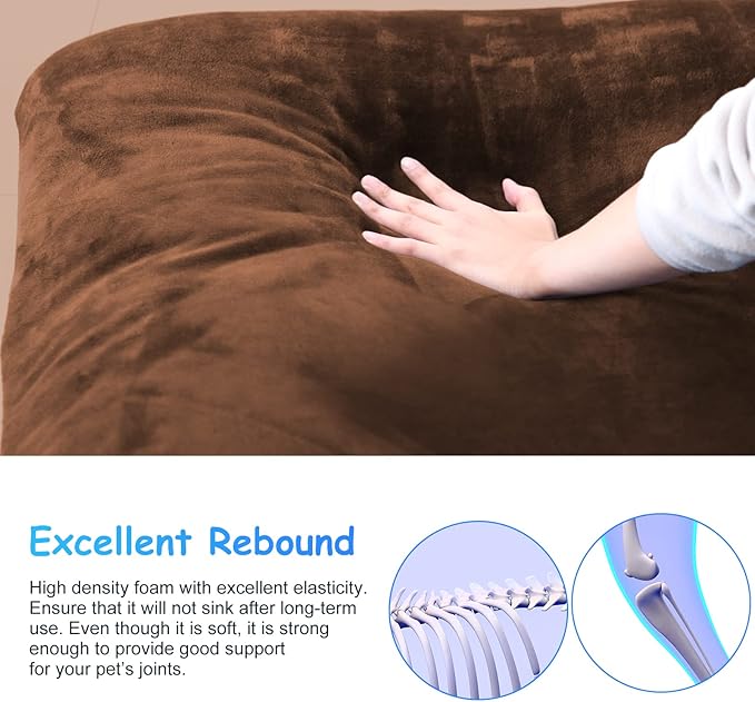 Magic Dog Super Soft Large Dog Bed Pad Mat Orthopedic Pet Beds 30 Inch Washable Anti Slip Dog Sleeping Mattress with Removable Cover, Dark Brown M
