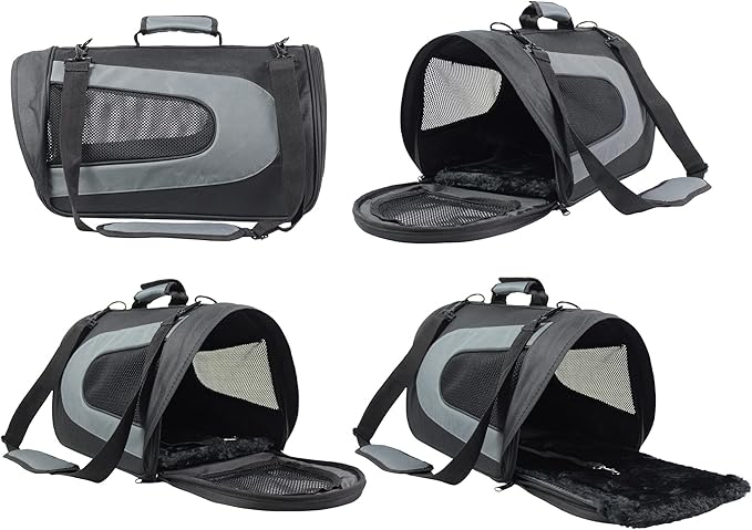 EliteField Deluxe Soft Pet Carrier (3 Year Warranty, Airline Approved), Multiple Sizes and Colors Available (18" L x 10" W x 11" H, Black+Gray)