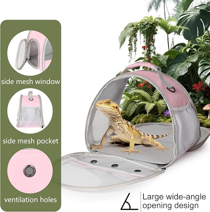 Bearded Dragon Carrier,Lizards Cage,Hamster Outdoor Used,Small Animal Travel Carrier for Sugar Glider Hedgehog Rat Parrot Bird Guinea Pig, Portable Guinea Pig Travel Carrier for Two