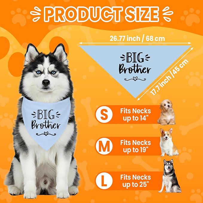 Big Brother Dog Bandanas, Pet Dog Triangle Scarf for Small Medium Large Pet, Baby Announcement Dogs Bandana Pets Scarf (Big Brother)
