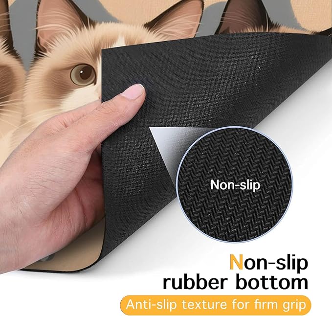 Cat Feedings Mats 20x12 inch Cute Cat Print Pet Bowl Placemat Non Slip Mat for Cats Food and Water Indoor Cats Feeding Station Pet Meal Mat for Small Pets Kitchen Floor Use