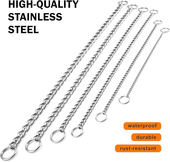 TagME Chain Choke Collar for Dogs, Adjustable Weather Proof Necklace for Small Dogs, Alloy Steel Pet Training Collar
