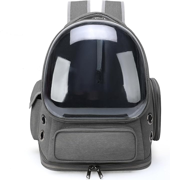 Cat Backpack Carrier for Cats and Small Dogs, Breathable Cat Bubble Backpack, Airline Approved Pet Travel Carrier for Hiking Camping Outdoor(Grey)