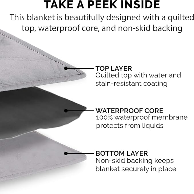 Furhaven Waterproof & Non-Slip Twin Size Mattress Cover Protector for Dogs & Cats, Washable, For Beds, Couches, & Car Seats - Quilted Twill Blanket Mattress Cover - Gray, Small/Twin Size