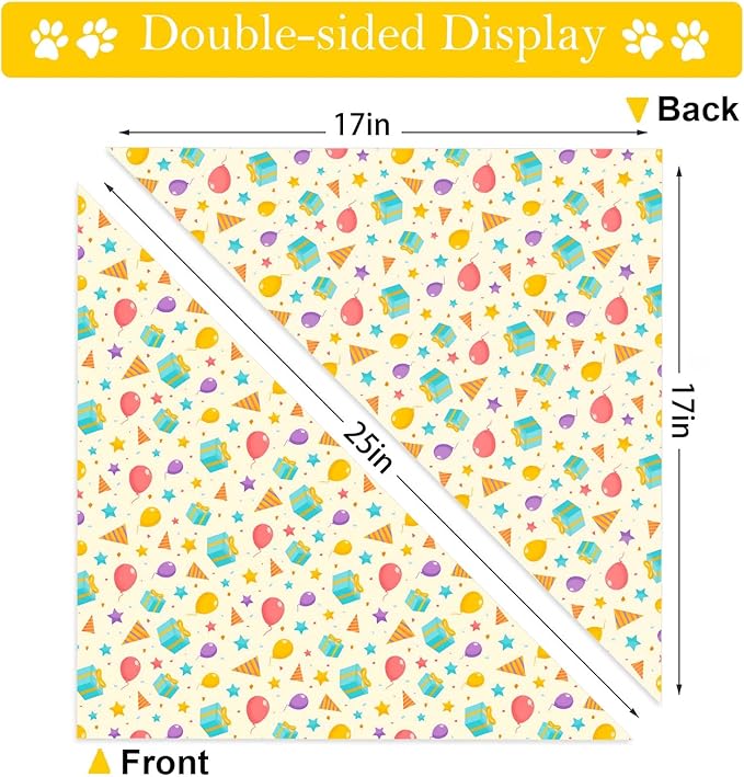 Birthday Dog Bandanas, Double Side Reversible Large Pet Bandanas, Celebration Adjustable Triangle Holiday Scarves for Dogs Girl Boy Pets